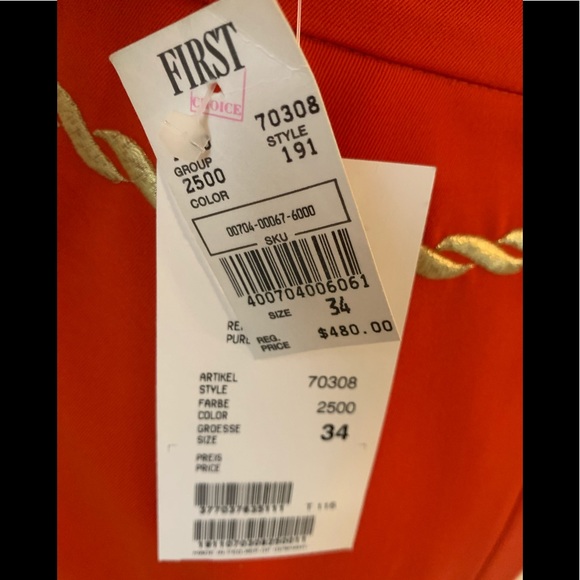 Vintage Escada Red Wool Skirt with Gold Detailing - Picture 3 of 4